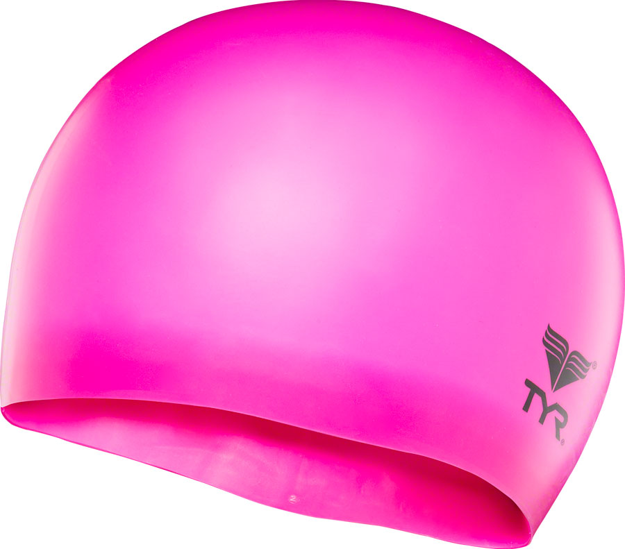 TYR Wrinkle-Free Silicon Junior Swim Cap: Fluorescent Pink