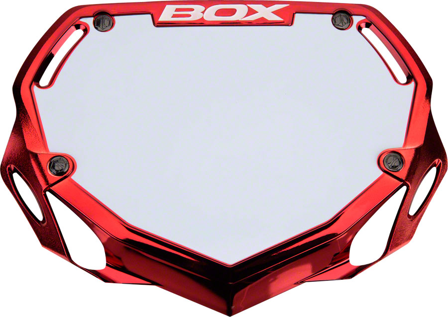 BOX Box Two Number Plate Red Chrome - Small