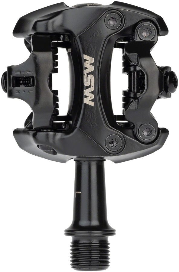 MSW Flash II Pedals - Dual Sided Clipless Aluminum 9/16&quot; Black