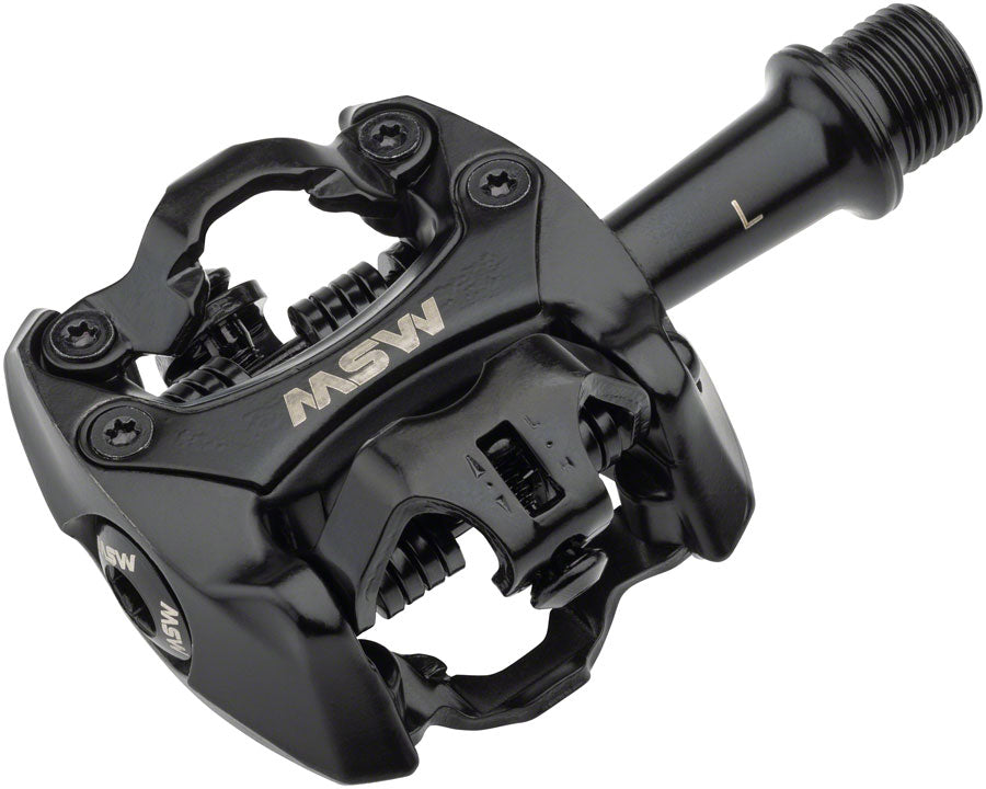 MSW Flash II Pedals - Dual Sided Clipless Aluminum 9/16&quot; Black