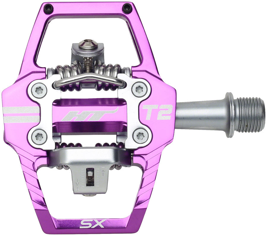 HT Components T2-SX Pedals - Dual Sided Clipless Platform Aluminum 9/16&quot; Purple
