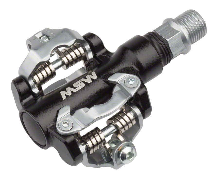 MSW MP-100 Pedals - Dual Sided Clipless Aluminum 9/16&quot; Black/Silver