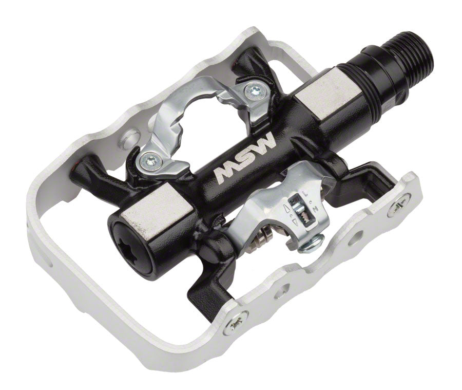 MSW CP-200 Pedals - Single Side Clipless Platform  Aluminum  9/16&quot; BLK/Silver