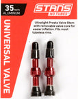 Stans NoTubes Alloy Valve Stems - 35mm Pair Red