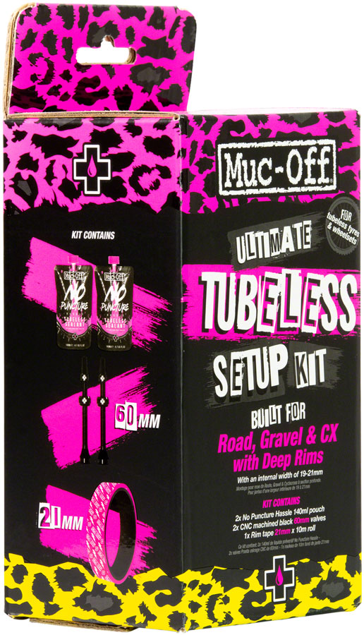 Muc-Off Ultimate Tubeless Kit - Road/Gravel/CX 21mm Tape  60mm Valves