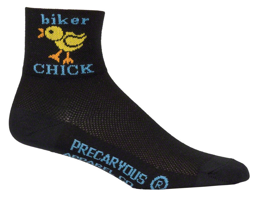 SockGuy Classic Biker Chick Socks - 3&quot; Black Womens Small/Medium