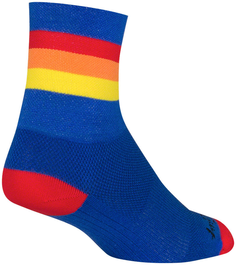 SockGuy Classic Vintage Socks - 4&quot; Blue/Red/Orange/Yellow Large/X-Large