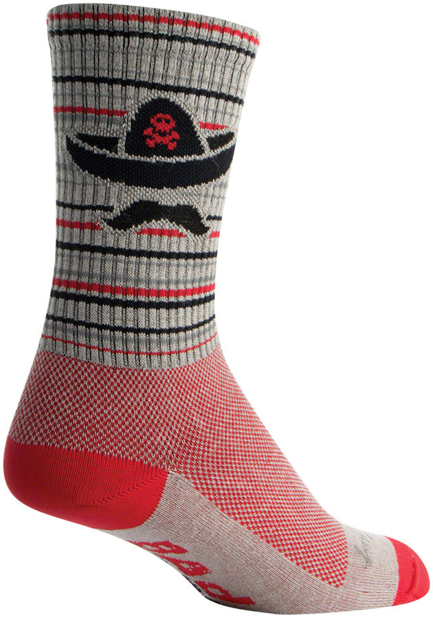 SockGuy Crew Bad Hombre Socks - 6&quot; Khaki/Red/Black Small/Medium