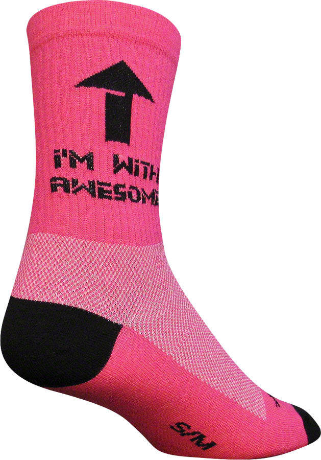 SockGuy Crew Im With Awesome Socks - 6 inch Pink Large/X-Large