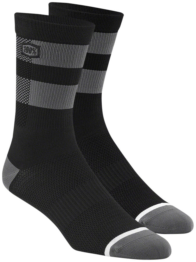 100% Flow Performance MTB Socks - Black/Gray Small/Medium