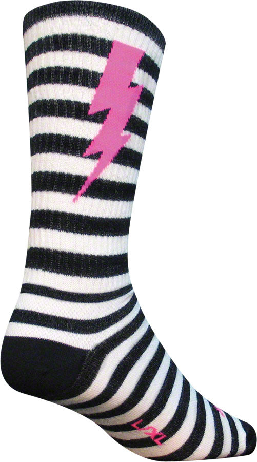SockGuy Wool Lightning Socks - 8&quot; Black/White Large/X-Large