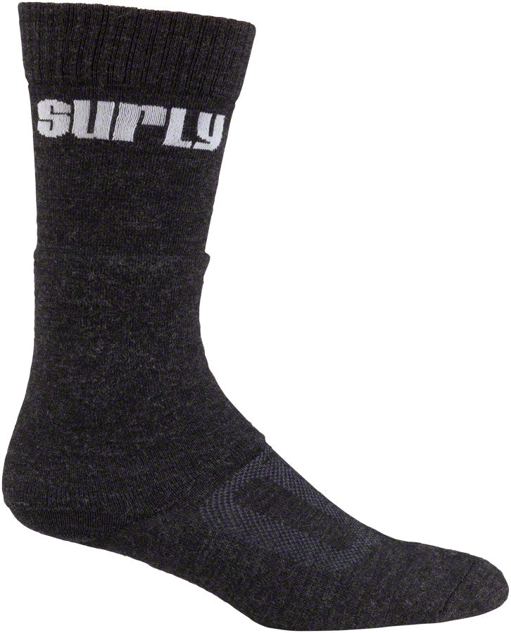 Surly Tall Logo Wool Socks - 8&quot; Black Small