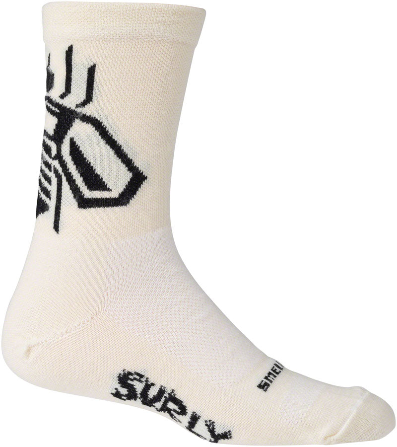 Surly Wingnut Wool Sock - 5&quot; Natural/Black Small