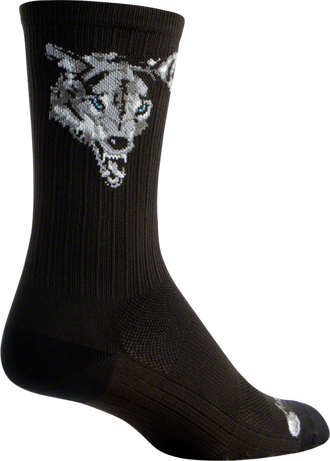 SockGuy SGX Wolf Socks - 6&quot; Black Small/Medium