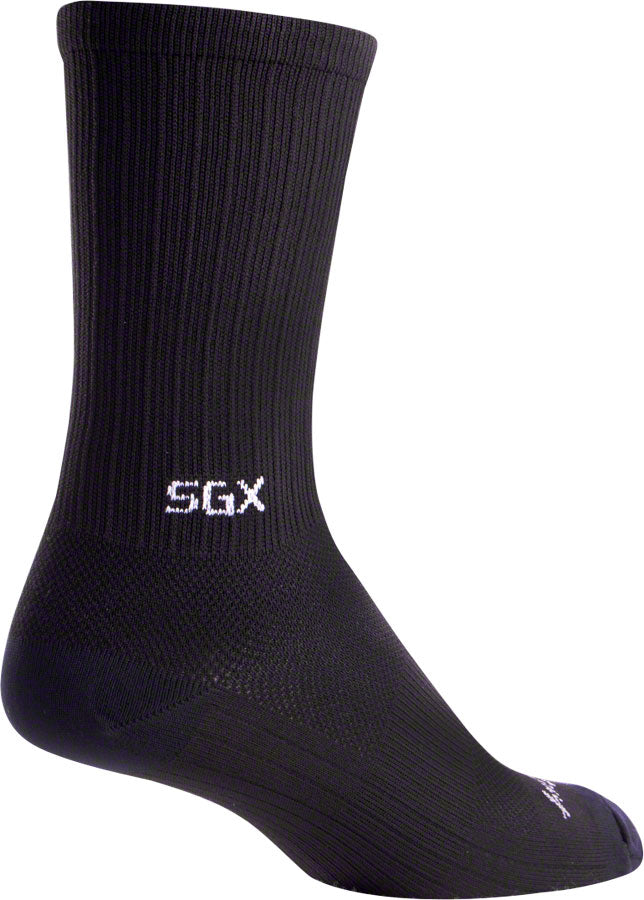 SockGuy SGX Black Socks - 6&quot; Black Large/X-Large