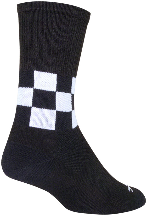 SockGuy SGX Speedway Socks - 6&quot; Black/White Small/Medium