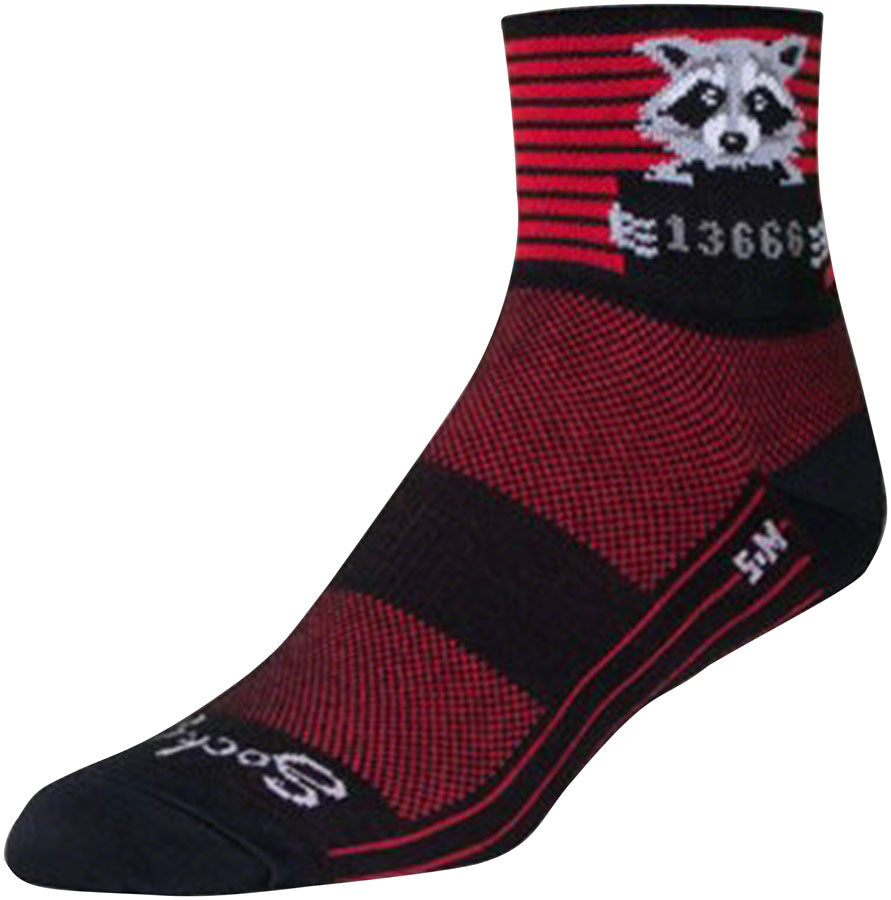 SockGuy Classic Busted Socks - 3&quot; Black/Red Stripe Small/Medium