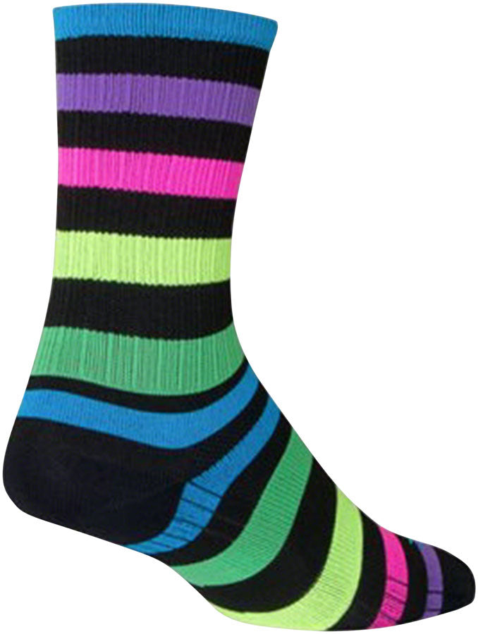 SockGuy SGX Night Bright Socks - 6&quot; Black/Multi-Color Small/Medium