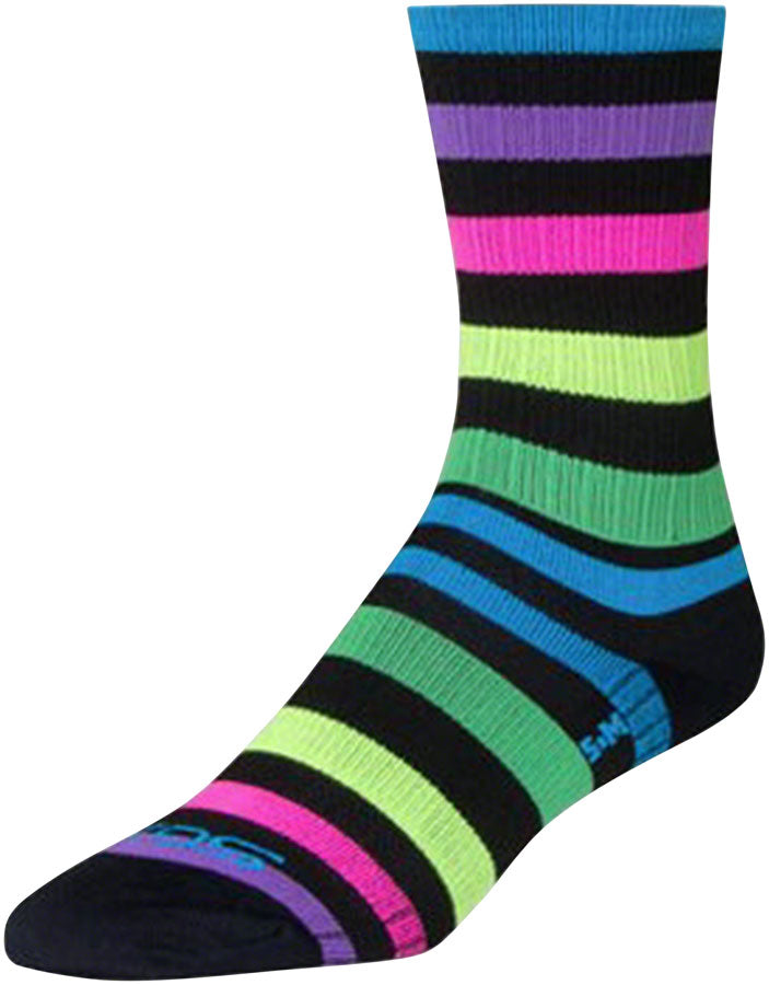 SockGuy SGX Night Bright Socks - 6&quot; Black/Multi-Color Small/Medium
