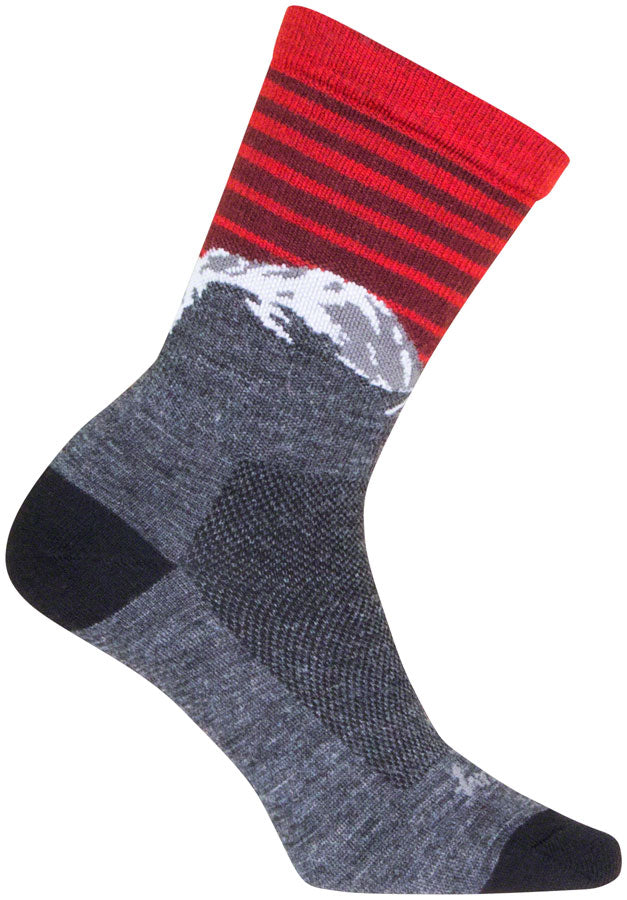 SockGuy Summit Wool Socks - 6&quot; Gray/Red/White Large/X-Large