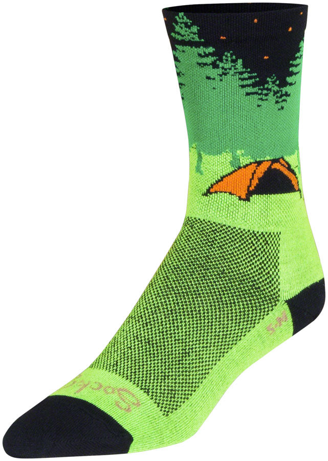 SockGuy Off the Grid Crew Socks - 6&quot; Green/Black/Brown Small/Medium