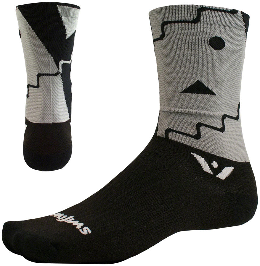 Swiftwick Vision Six Abstract Sock - 6&quot; Black Large