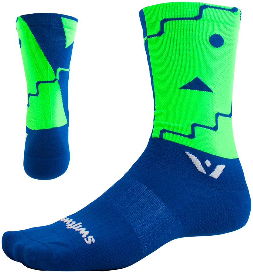 Swiftwick Vision Six Abstract Sock - 6&quot; Blue Small