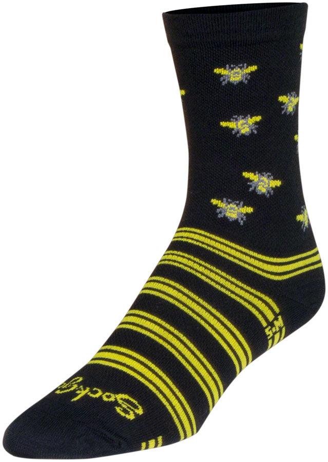 SockGuy Buzz Crew Socks - 6&quot; Black/Yellow Large/X-Large