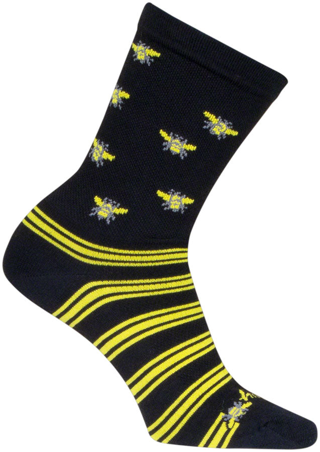 SockGuy Buzz Crew Socks - 6&quot; Black/Yellow Small/Medium