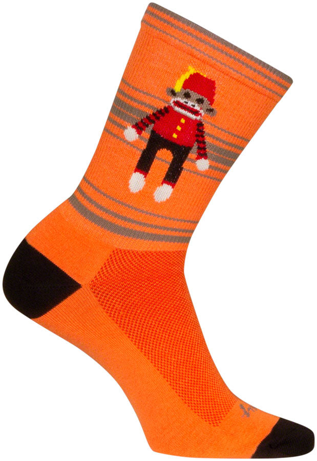 SockGuy Funky Monkey Crew Socks - 6&quot; Orange/Red/Brown Large/X-Large