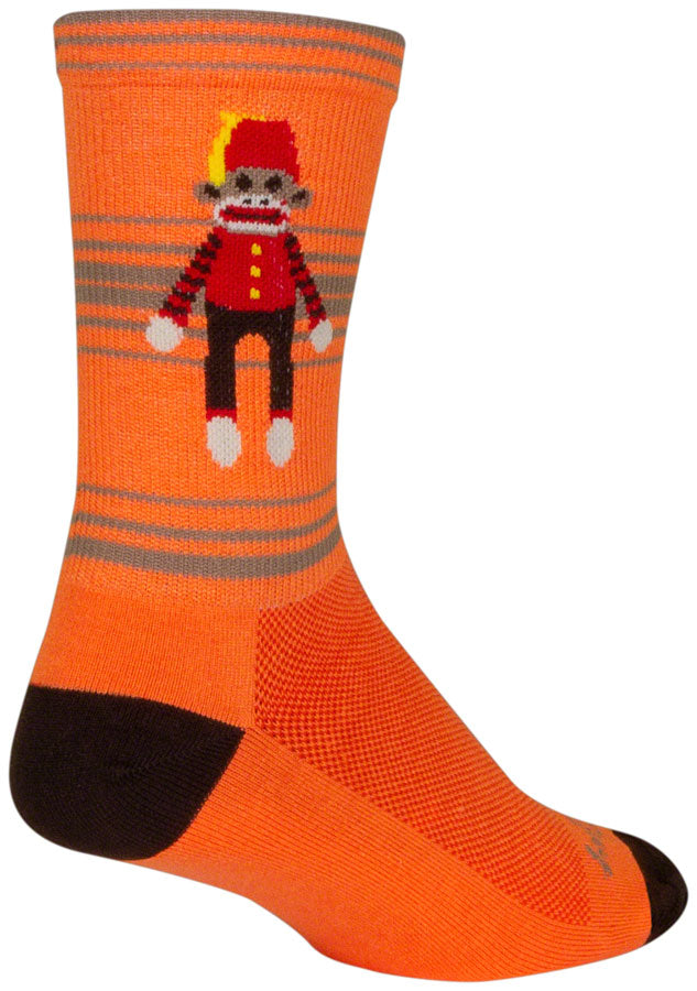SockGuy Funky Monkey Crew Socks - 6&quot; Orange/Red/Brown Large/X-Large
