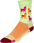 SockGuy Mo Llamas Crew Socks - 6" Green/Pink/Orange Large/X-Large