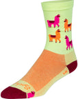 SockGuy Mo Llamas Crew Socks - 6" Green/Pink/Orange Small/Medium - The Bike Hub