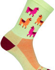 SockGuy Mo Llamas Crew Socks - 6" Green/Pink/Orange Small/Medium - The Bike Hub