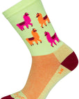 SockGuy Mo Llamas Crew Socks - 6" Green/Pink/Orange Small/Medium - The Bike Hub