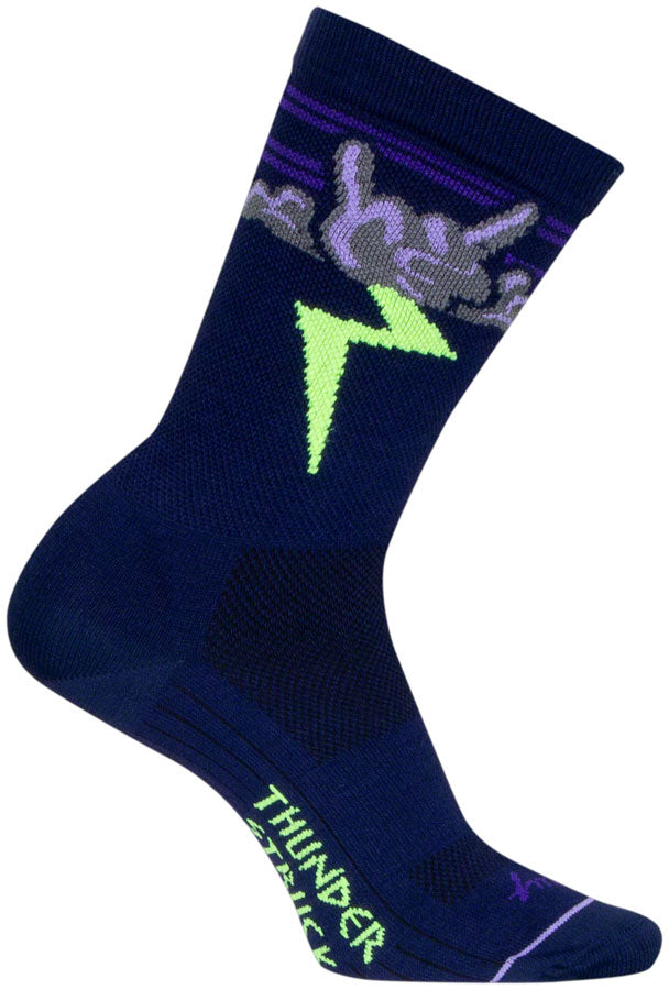 SockGuy Thunder Crew Socks - 6&quot; Navy/Purple/Green Large/X-Large