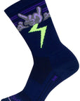 SockGuy Thunder Crew Socks - 6" Navy/Purple/Green Large/X-Large
