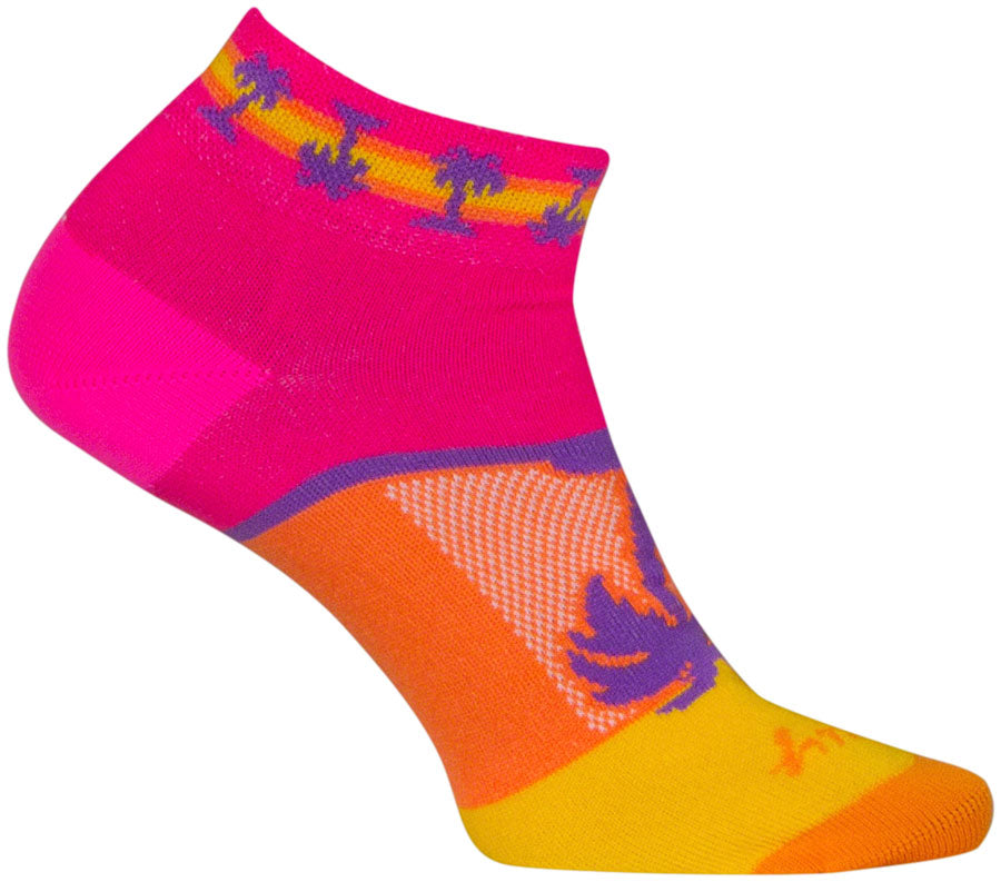 SockGuy Tropical Classic Low Socks - 1&quot; Pink/YLW/Orange Womens Small/Medium