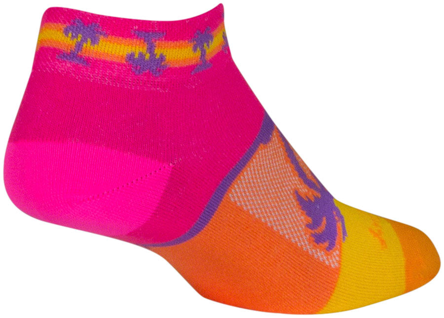 SockGuy Tropical Classic Low Socks - 1&quot; Pink/YLW/Orange Womens Small/Medium