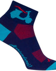 SockGuy Bella Classic Low Socks - 2" Blue/Red Womens Small/Medium