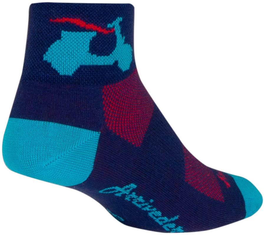 SockGuy Bella Classic Low Socks - 2&quot; Blue/Red Womens Small/Medium