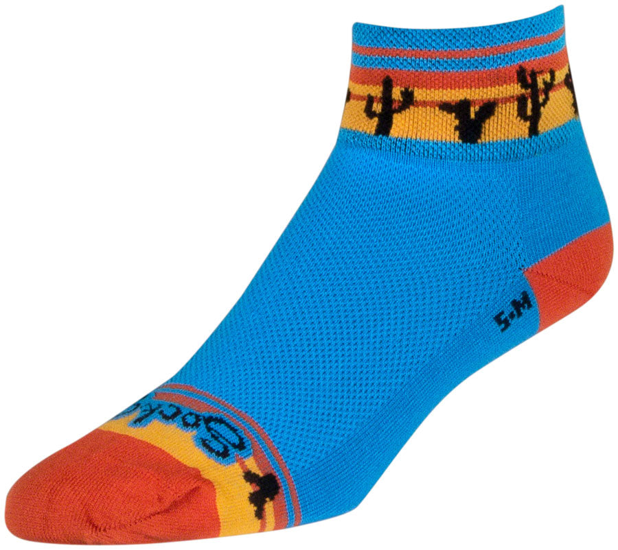 SockGuy Desert Classic Low Socks - 2&quot; Blue/Orange/Gold Womens Small/Medium