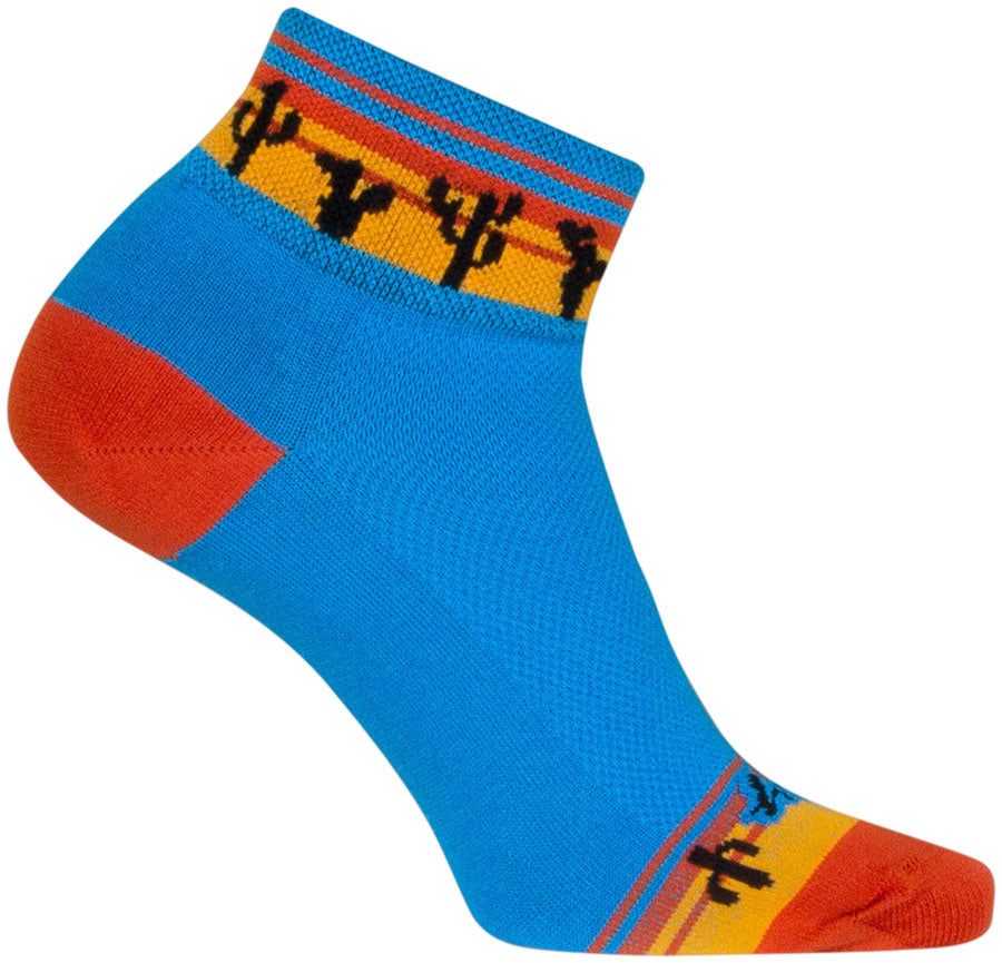 SockGuy Desert Classic Low Socks - 2&quot; Blue/Orange/Gold Womens Small/Medium