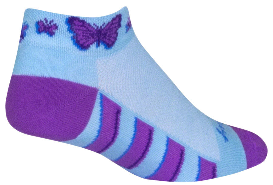 SockGuy Classic Flutterby Socks - 1&quot; Light Blue Small/Medium