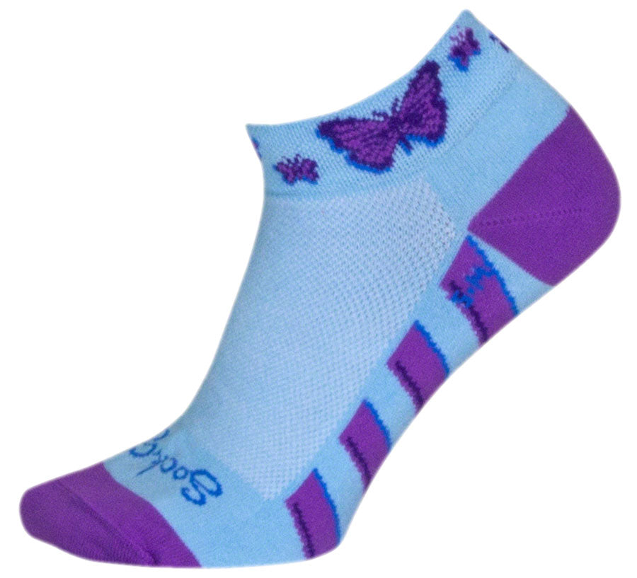 SockGuy Classic Flutterby Socks - 1&quot; Light Blue Small/Medium