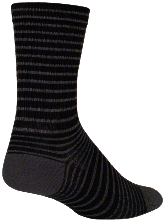 SockGuy SGX Black Stripes Socks - 6 inch Black Small/Medium