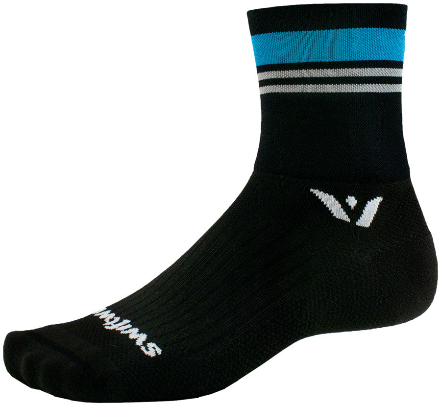 Swiftwick Aspire Four Stripe Socks - 4&quot; Aqua Gray X-Large