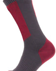SealSkinz Runton Waterproof Mid Socks - Gray/Red/White Small
