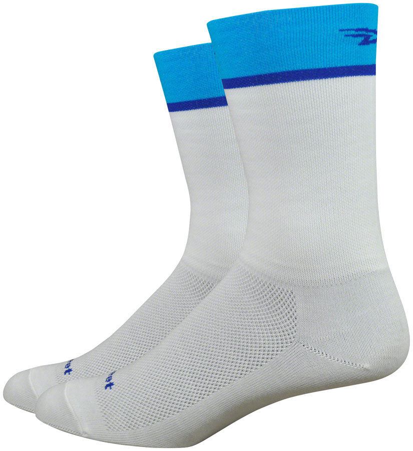 DeFeet Aireator Team Socks - 6&quot; White/Blue X-Large