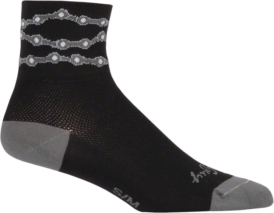 SockGuy Classic Chains Socks - 3&quot; Black Small/Medium